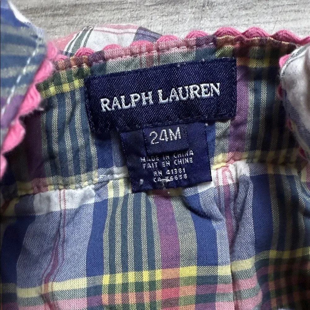 Ralph Lauren Plaid Ruffle Top and Diaper Cover Set